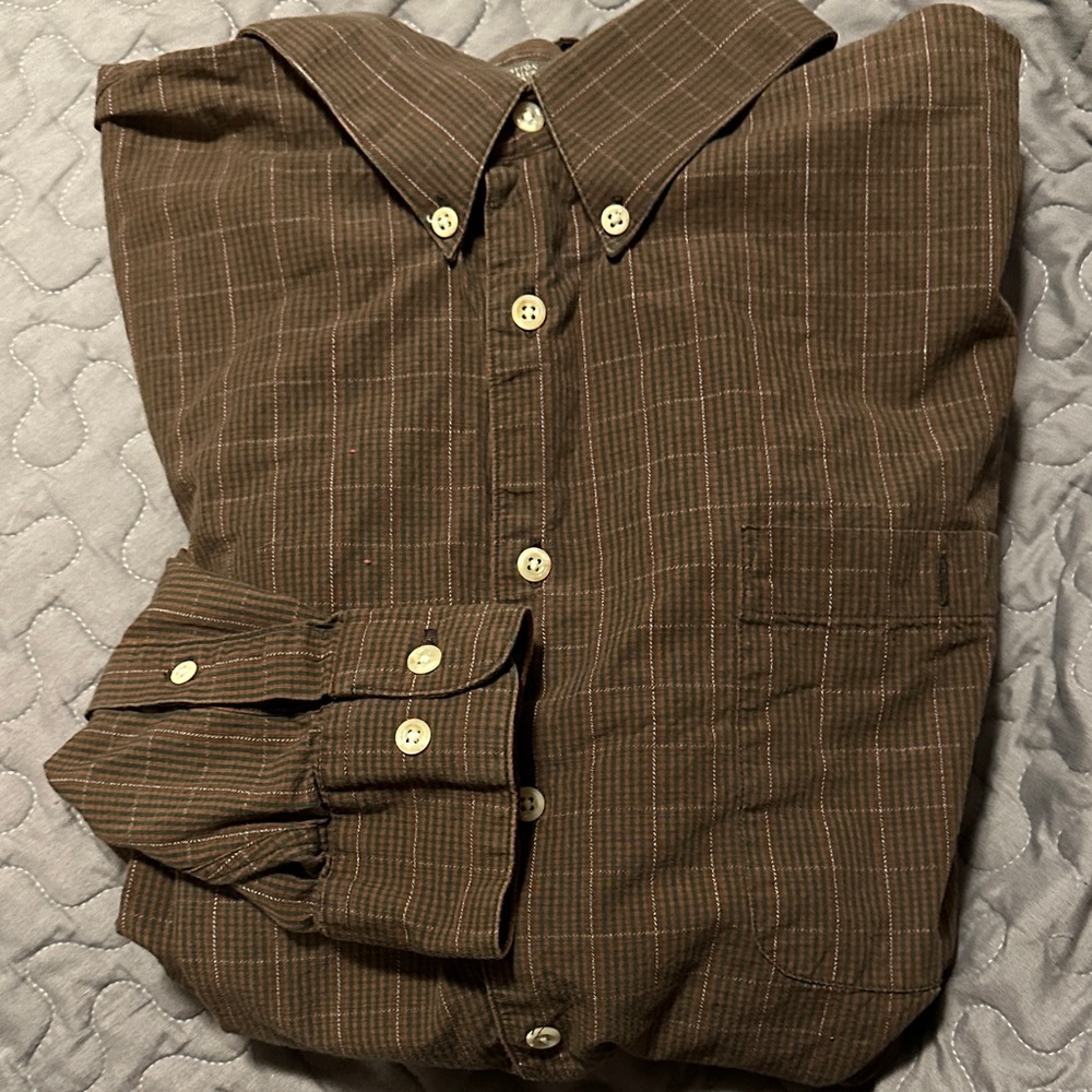 Haggar Men's Casual Brown Checkered Shirt